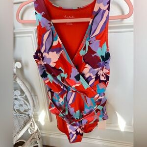 NWT Hutch SIZE L Floral Wrap One-Piece Swimsuit in orange. SO PRETTY!